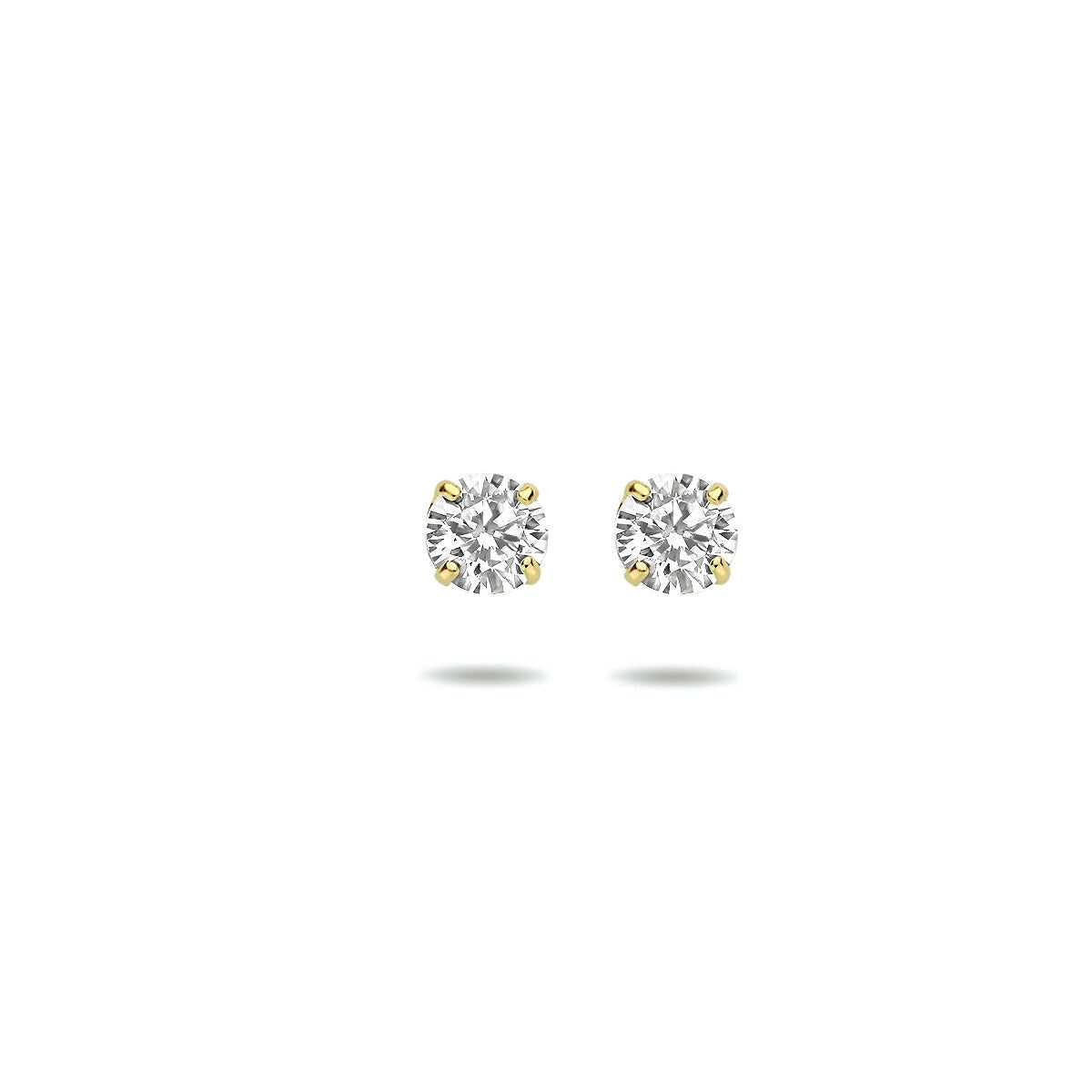 9k gelbgoldene Ohrstecker mit Zirkonia in runder Form