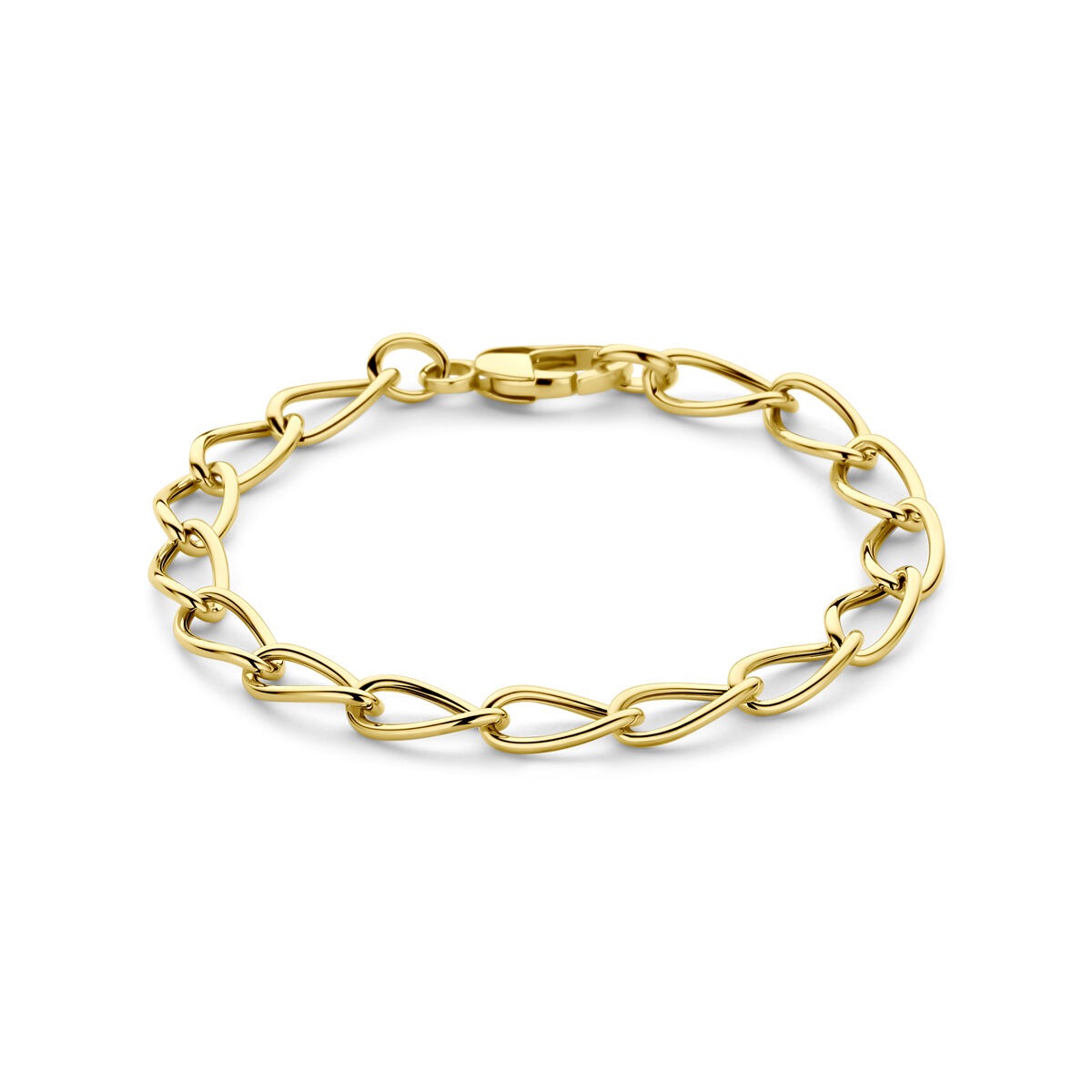 14k gelbgoldene Ankerarmband mit ovalen Gliedern und einem sicheren Karabinerverschluss