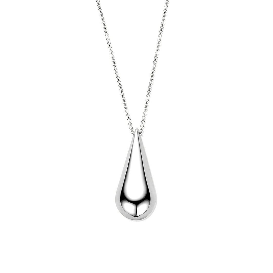 Zilveren collier gerhodineerd 925 met druppelvormige hanger – 42 + 5 cm