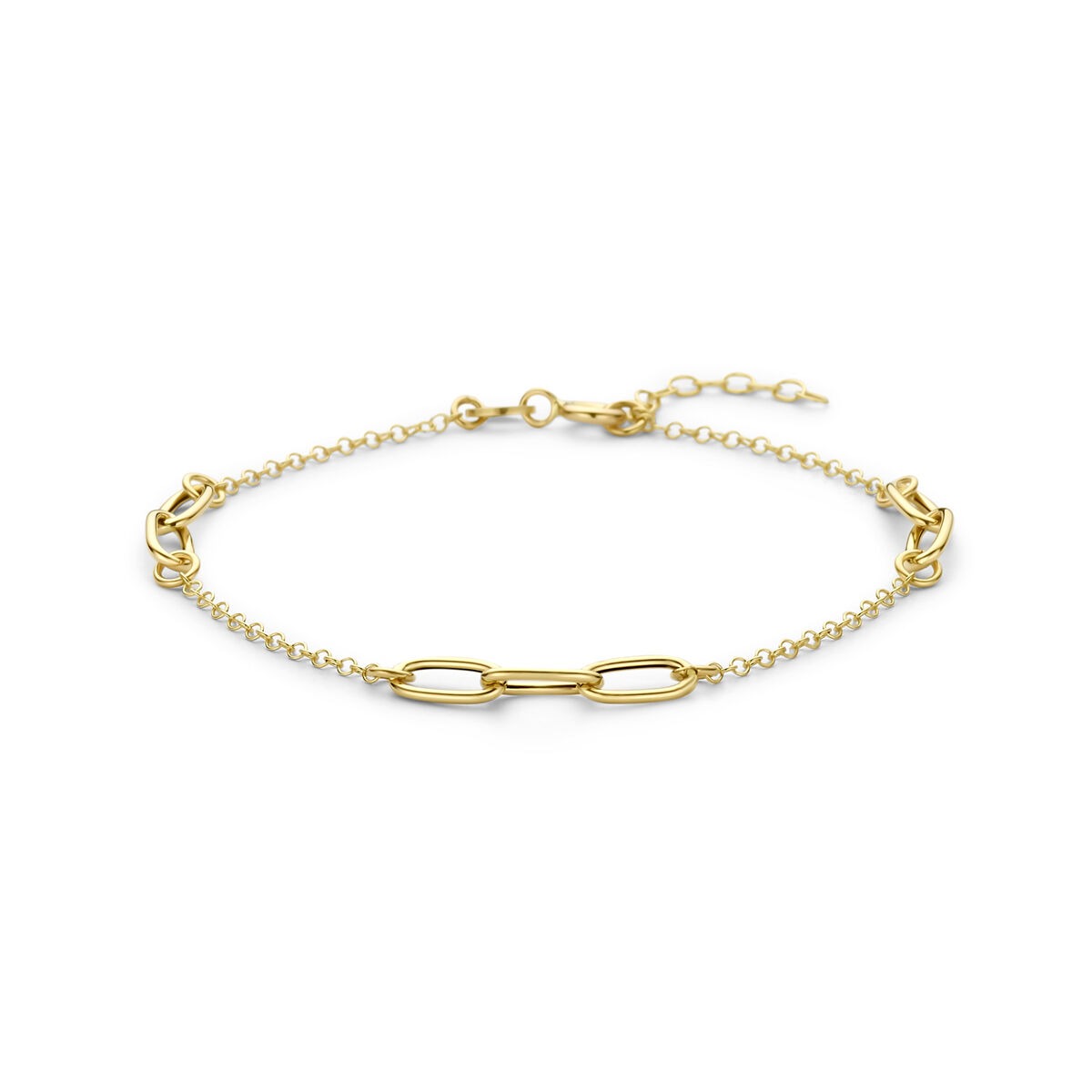14k Gelbgold-Armband mit ovalen Gliedern und feiner Kette