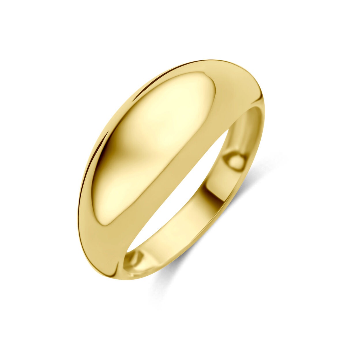 Damenring aus 14k Gelbgold mit glatter, glänzender Oberfläche und ovaler Form