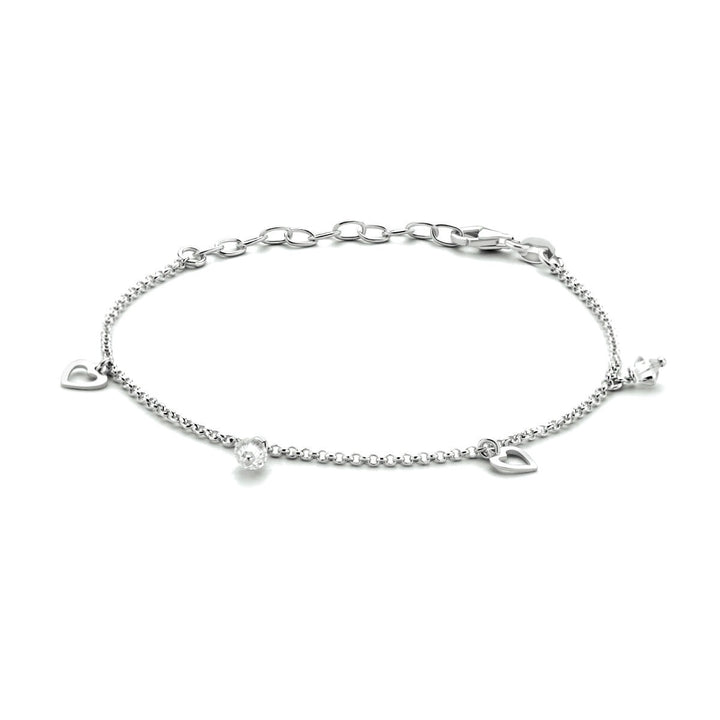 Fußkettchen Herzen 18 + 4 cm Silber rhodiniert