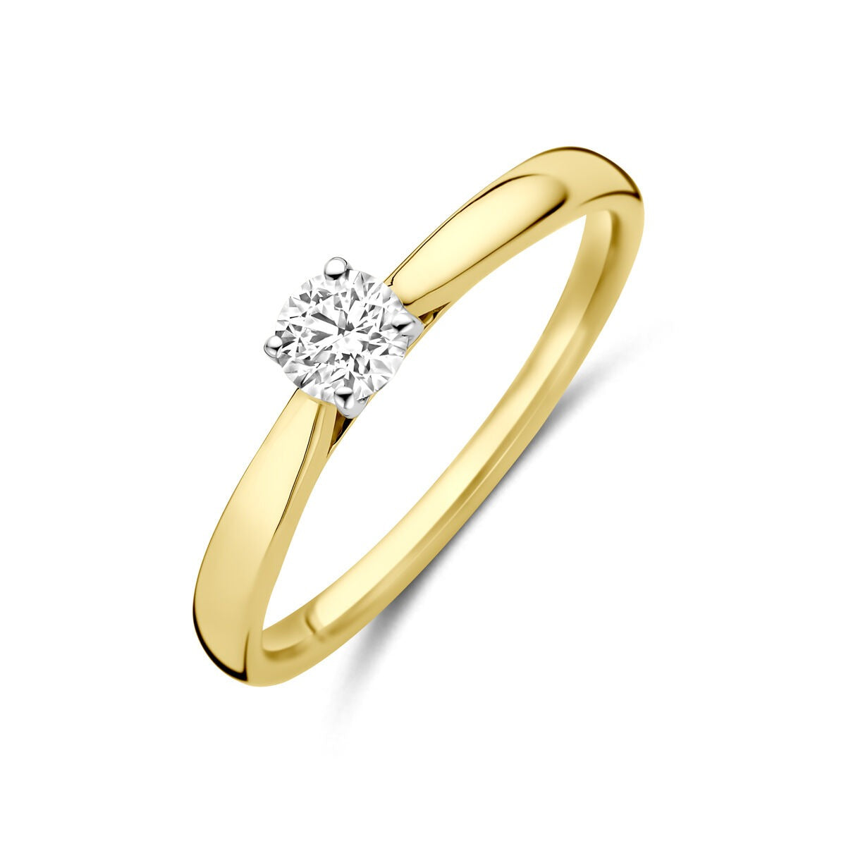 14k Bicolor Ring aus Gelb- und Weißgold mit 0,25 ct lab-grown Diamant