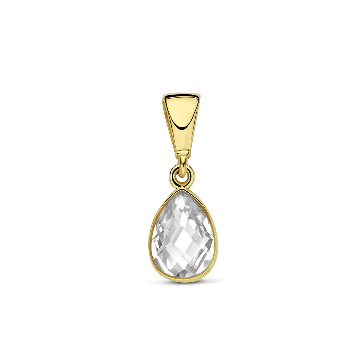 Hänger aus 9-karätigem Gelbgold mit tropfenförmigem Zirkonia