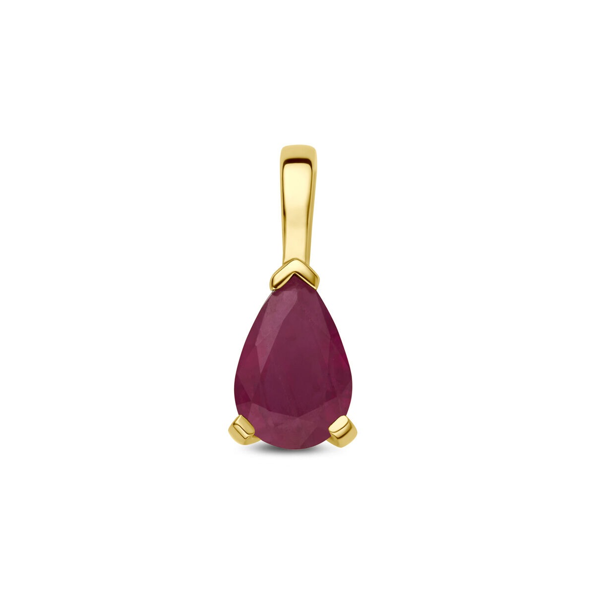 Hänger aus 14k Gelbgold mit tropfenförmigem, facettiertem Rubin