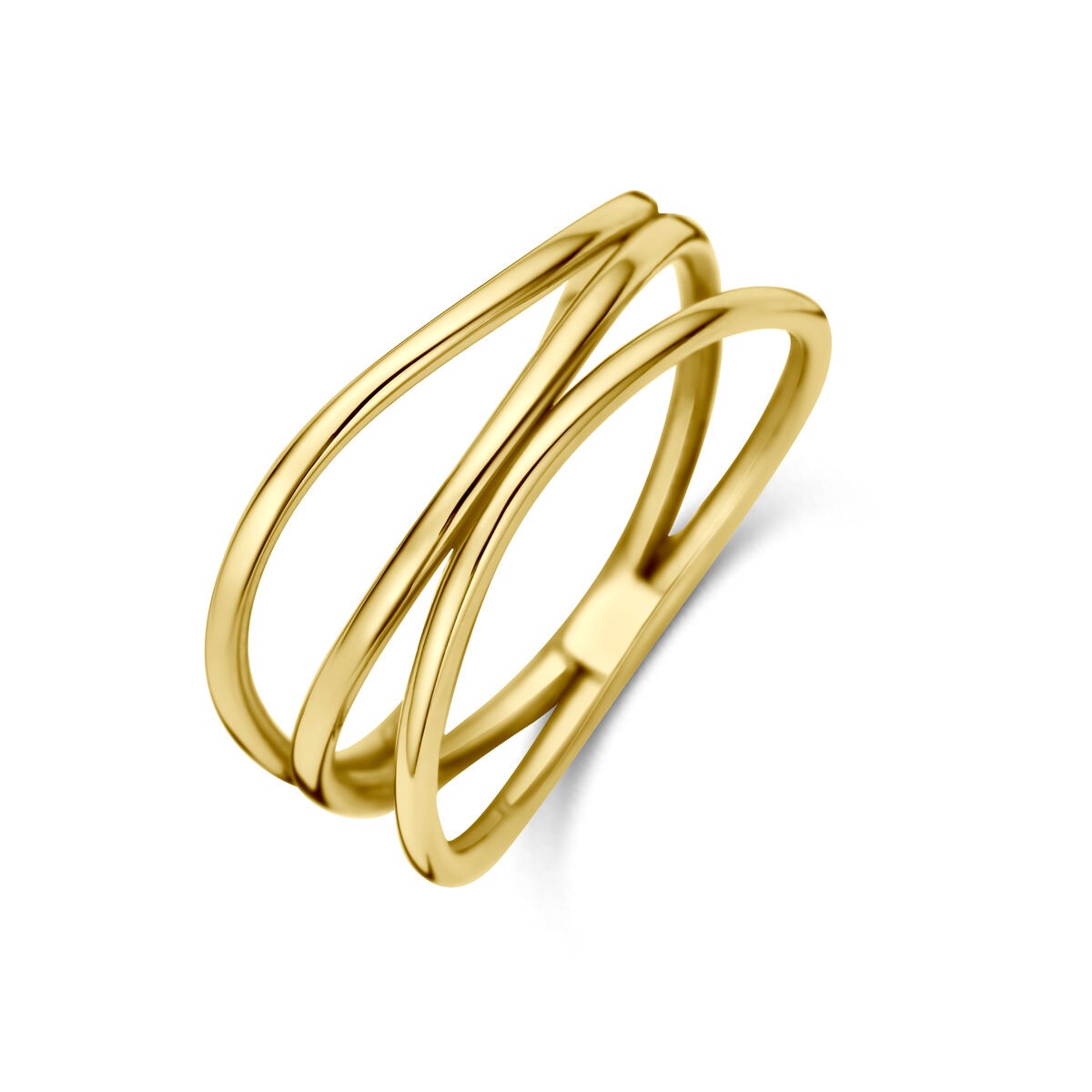 Ring aus 14k Gelbgold mit geschwungenem Design und drei ineinander verschlungenen Bändern