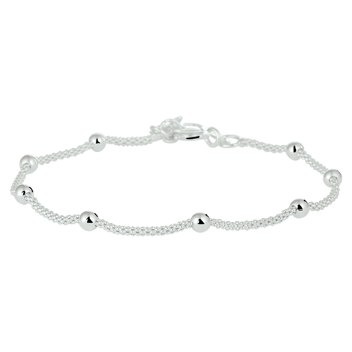 Silbernes Armband mit Kugelgliedern und feinem, geflochtenem Design