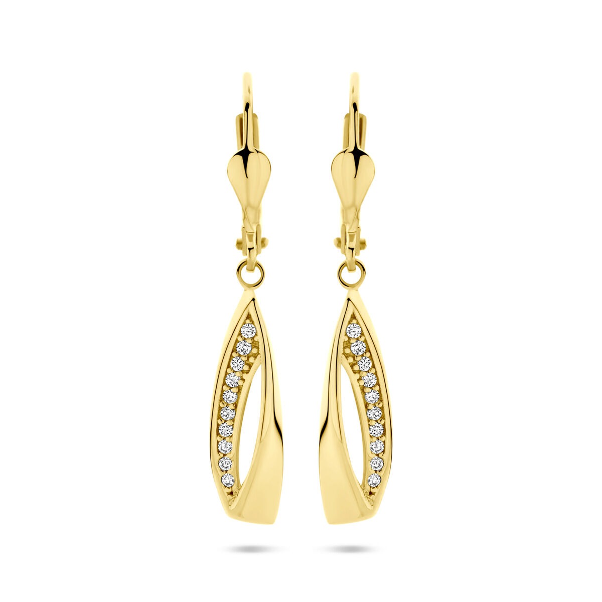 14k gelbgoldene Ohrringe mit Zirkonia in tropfenförmigem Design