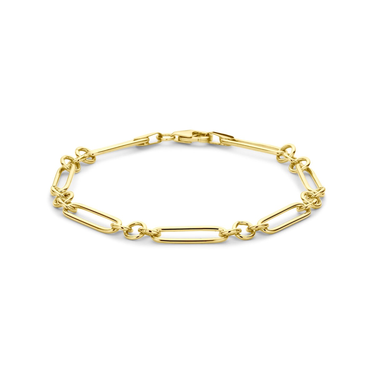 14k gelbgoldene Ankerarmband mit 925 Silberkern und ovalen Gliedern