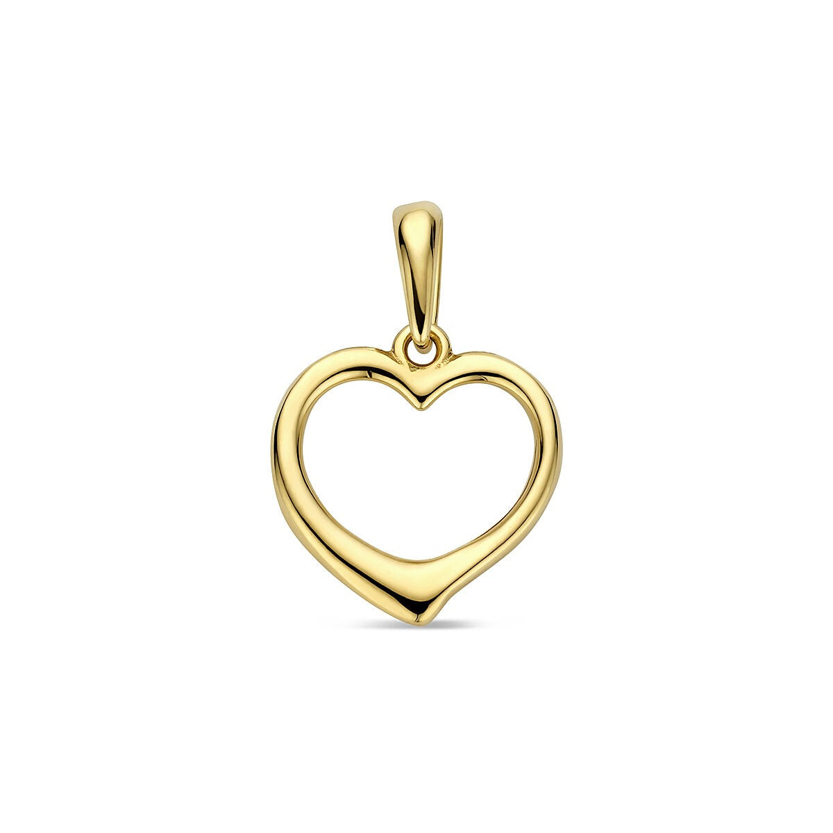 Herzanhänger aus 9 Karat Gelbgold mit geschwungener Form und glänzender Oberfläche