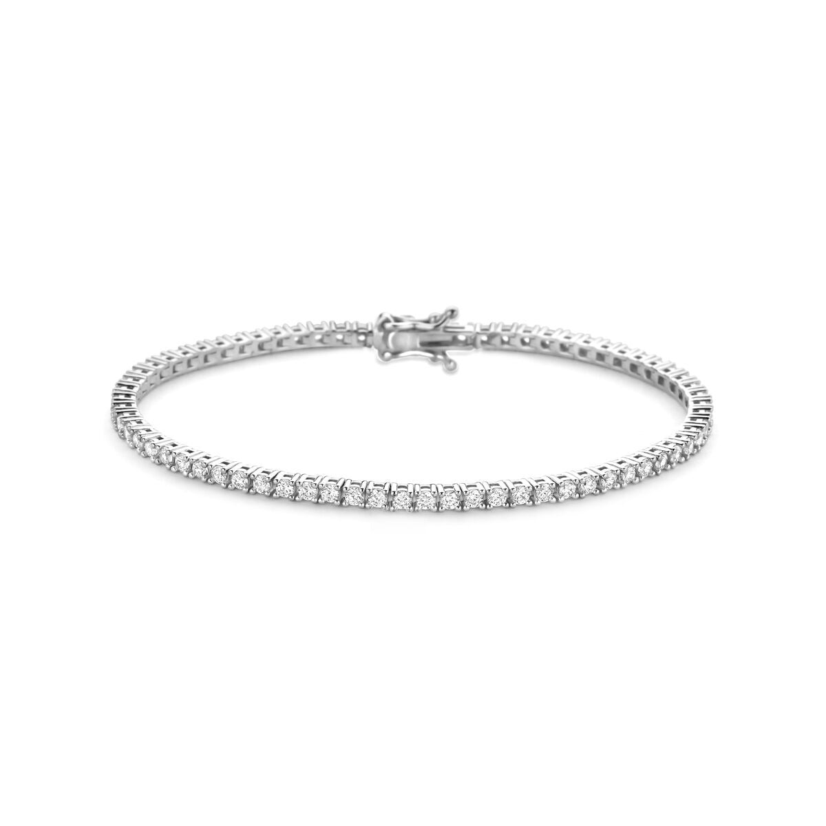 Armband aus rhodiniertem 925 Silber mit Zirkonia-Steinen in einer schlichten, eleganten Form