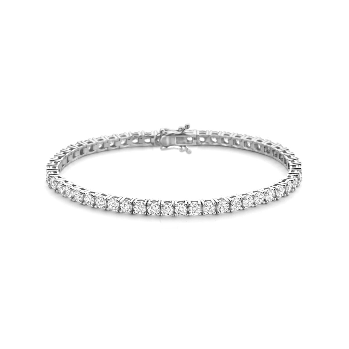 Silbernes Tennisarmband aus rhodiniertem 925 Silber mit Zirkonia, 3,8 mm breit