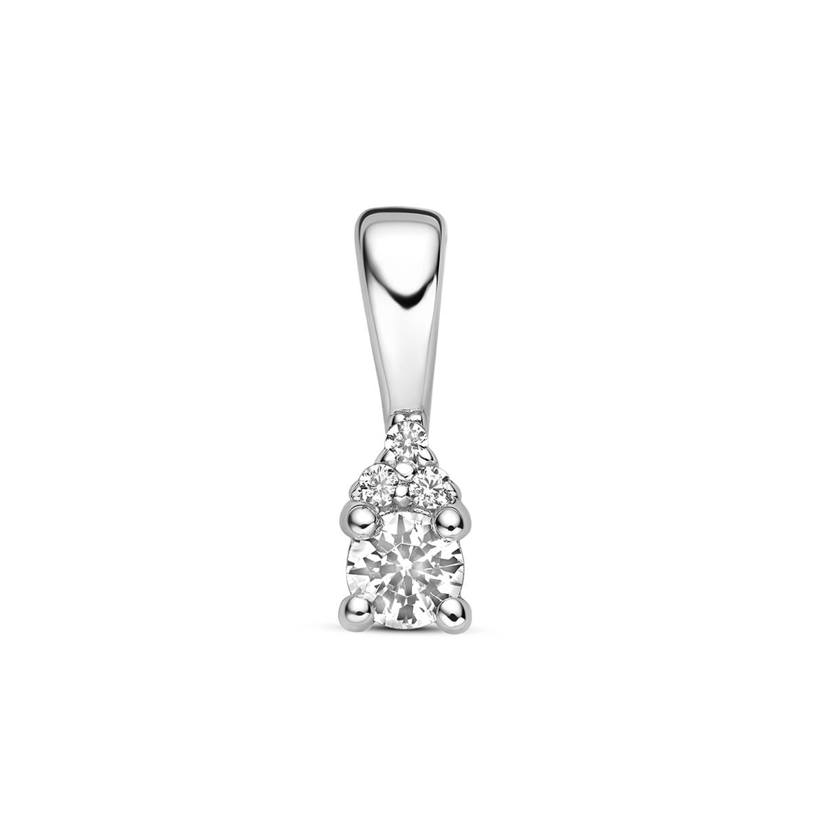 Hänger aus rhodiniertem 925er Silber mit Zirkonia, rechteckiger Stein und glänzender Oberfläche