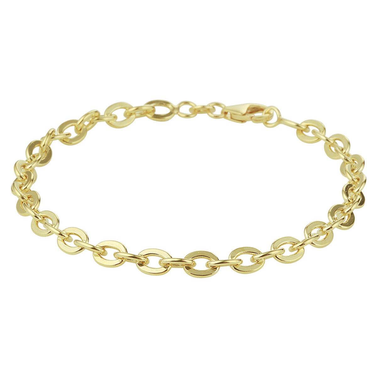 14k Gelbgoldene Ankerarmband mit ovalen Gliedern und Karabinerverschluss