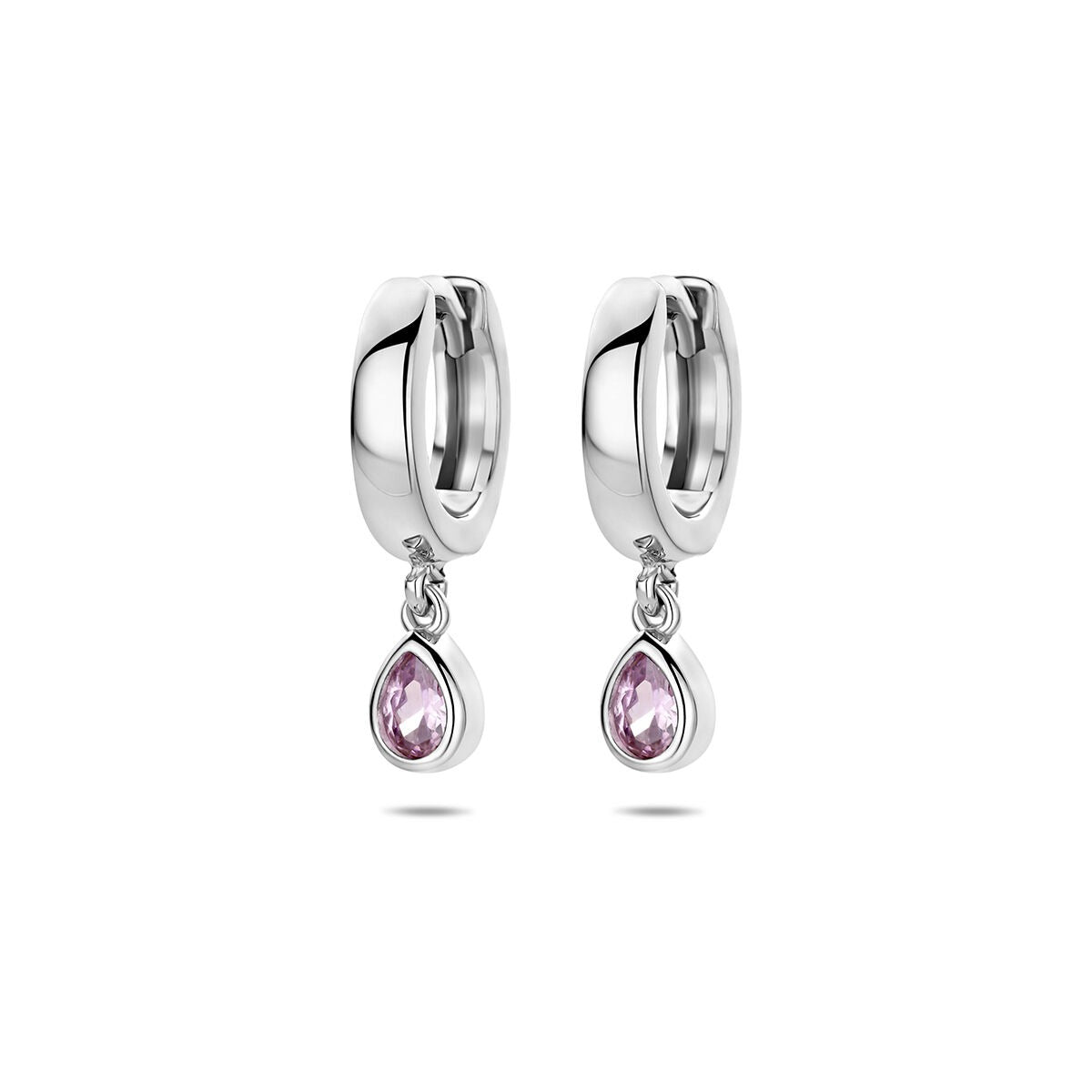 Gerhodineerte 925 Silber Klappohrringe mit rosa Zirkonia in Tropfenform