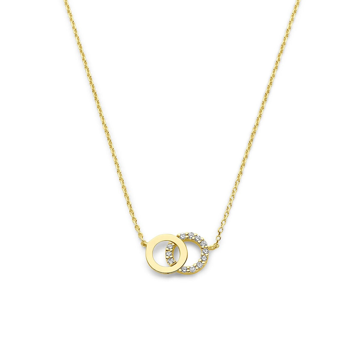 Damen Collier aus 9k gelbgoldfarbigem Material mit Zirkonia, verstellbar bis 44 cm