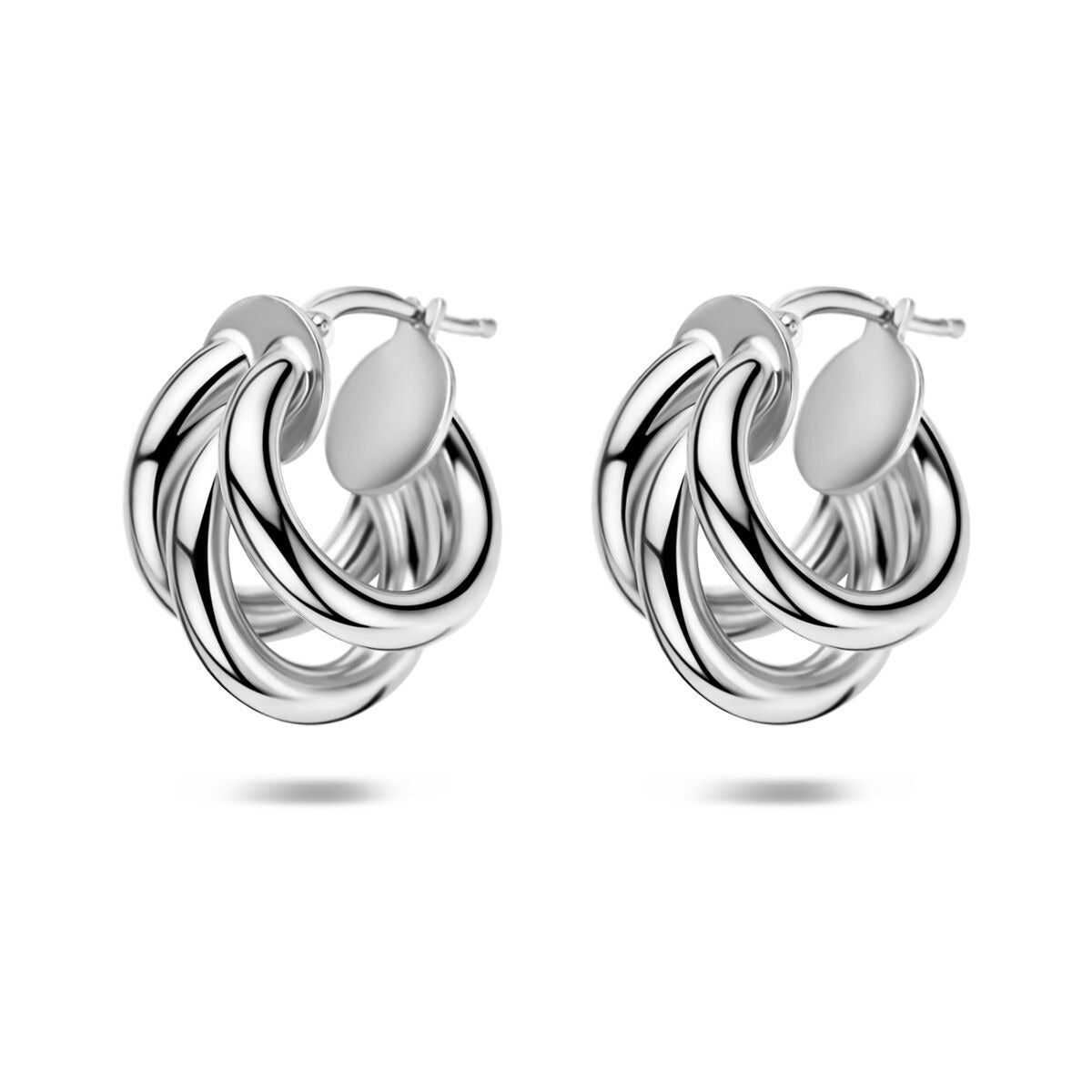 Gerhodinierte Ohrringe aus 925 Silber mit geschwungenem Design und glänzender Oberfläche