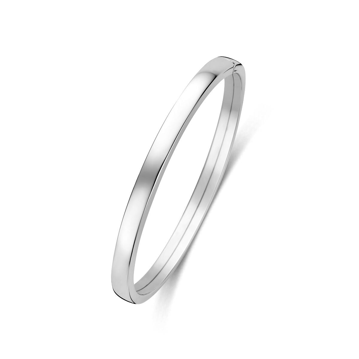 Bangle aus rhodiniertem 925 Silber mit glatter, schmaler Oberfläche