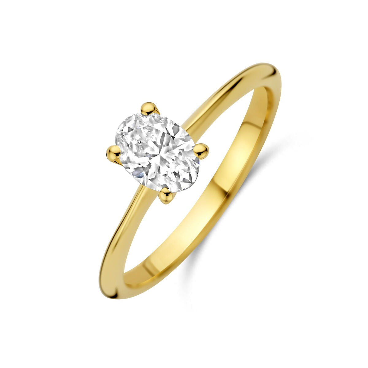 Ring aus 14k Gelbgold mit oval geschliffenem, lab-grown Diamanten von 0,50 ct