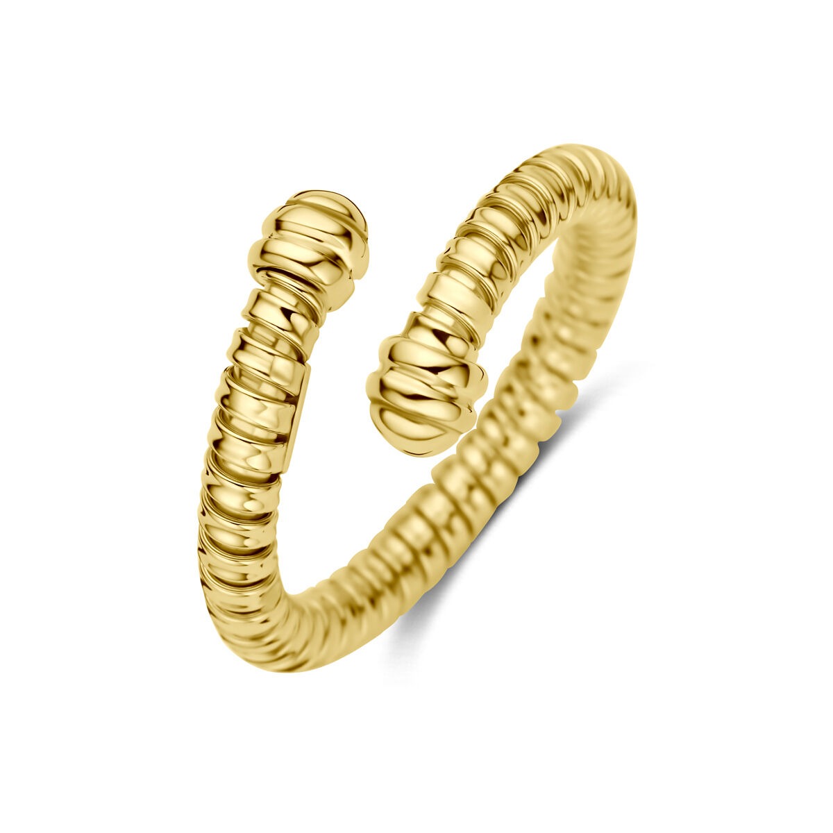 Damenring aus 14k Gelbgold mit gewelltem Design und offenen Enden