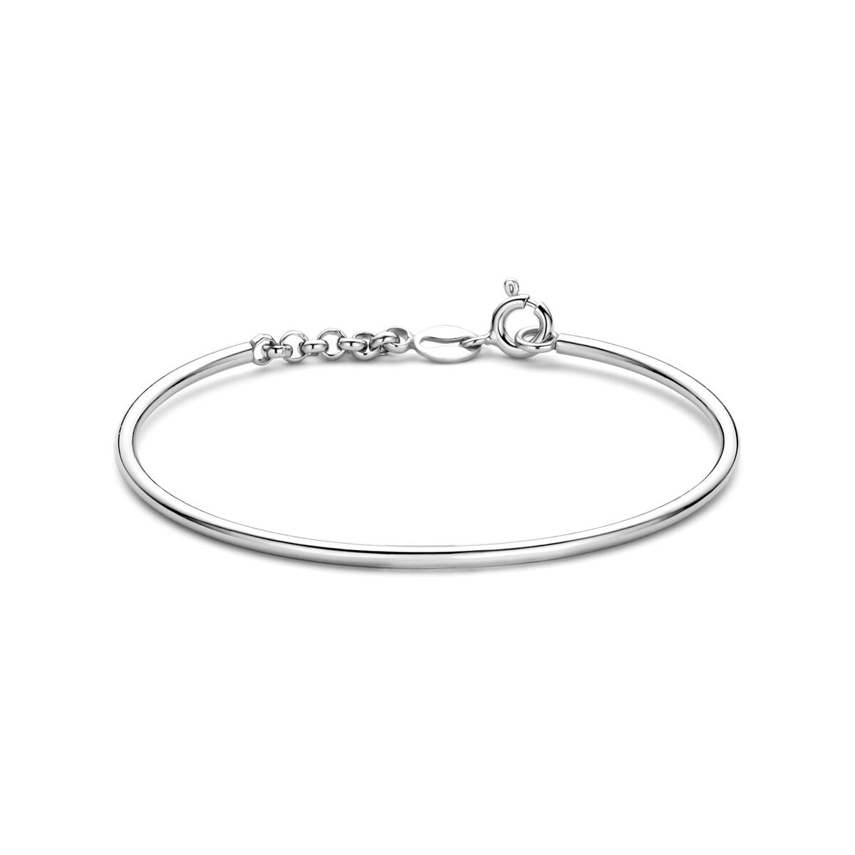 Kinderarmband aus rhodiniertem 925er Silber mit schlichter, runder Form und Karabinerverschluss