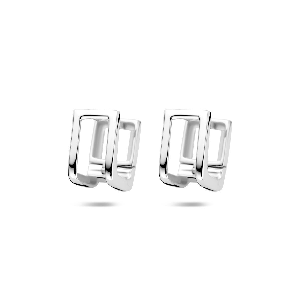 Klapp-Ohrringe aus rhodiniertem 925 Silber mit modernem, geometrischem Design