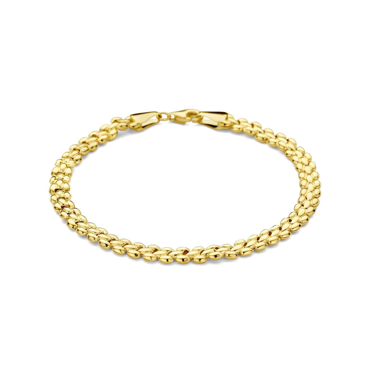 Damenarmband aus 14k Gold mit Ankerkettengliedern und Karabinerverschluss