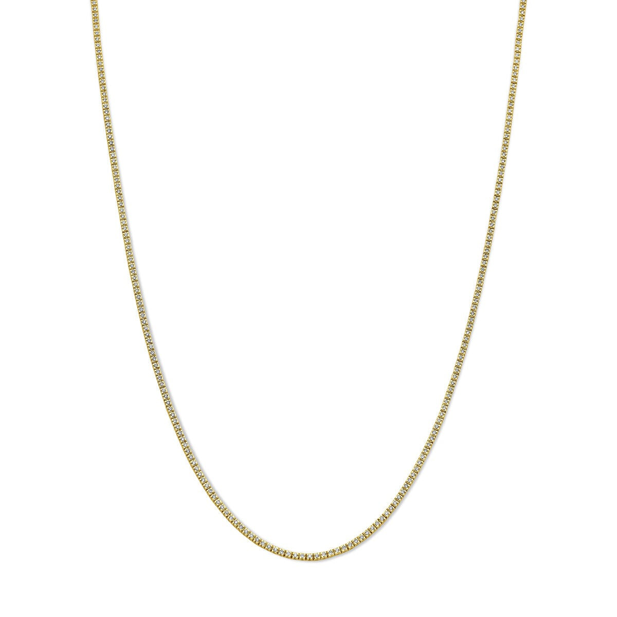 14k Gelbgold Tennis-Collier mit lab-grown Diamanten, 2.00ct, feine Gliederkette