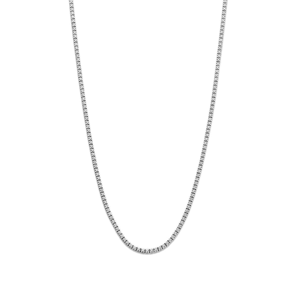 14k Weißgold Tennis-Collier mit Diamanten, 2,00 ct, feine Gliederkette