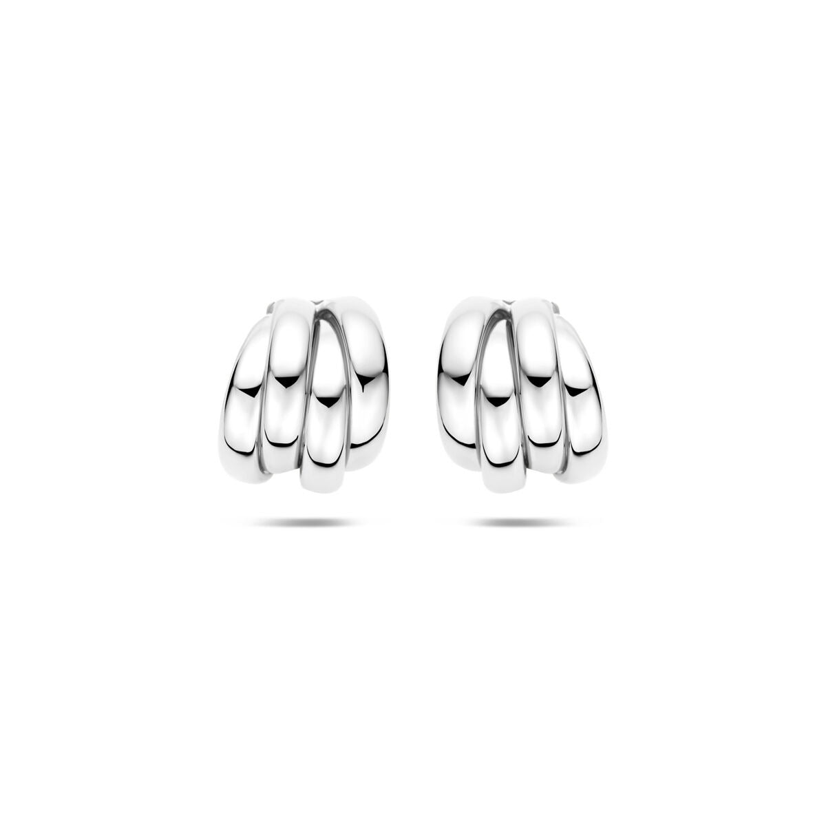Gerhodinierte 925 Silber Steckerohrringe mit geschwungener Form, 15 x 12,5 mm