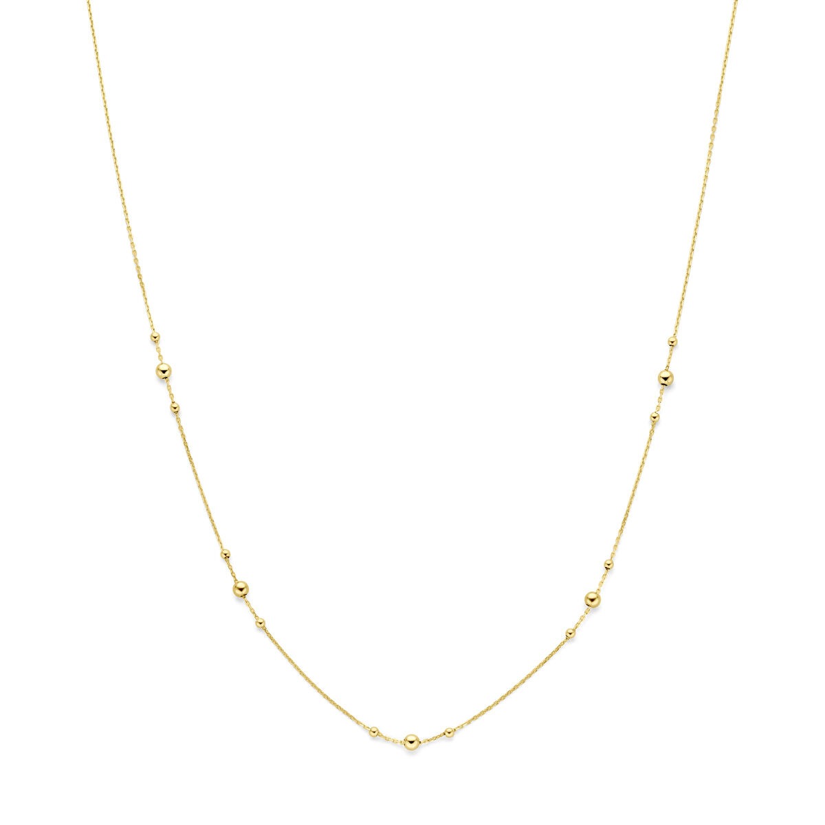 14k gelbgoldene Kette mit kleinen Kugeln und feinem, schlichten Design
