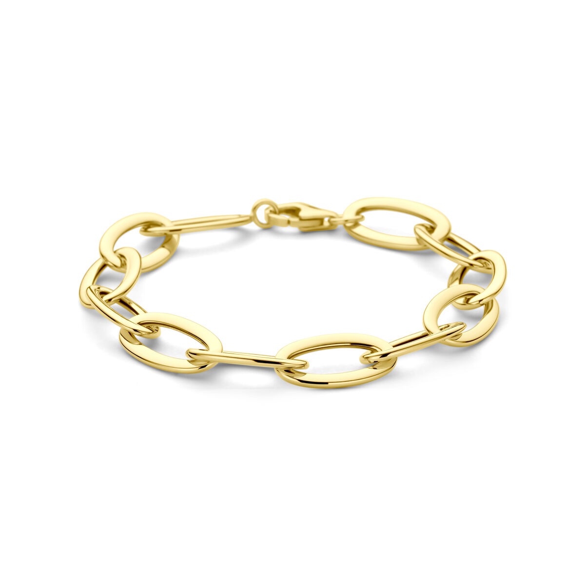 Goldenes 14k Ankerarmband mit Karabinerverschluss und ovalen Gliedern