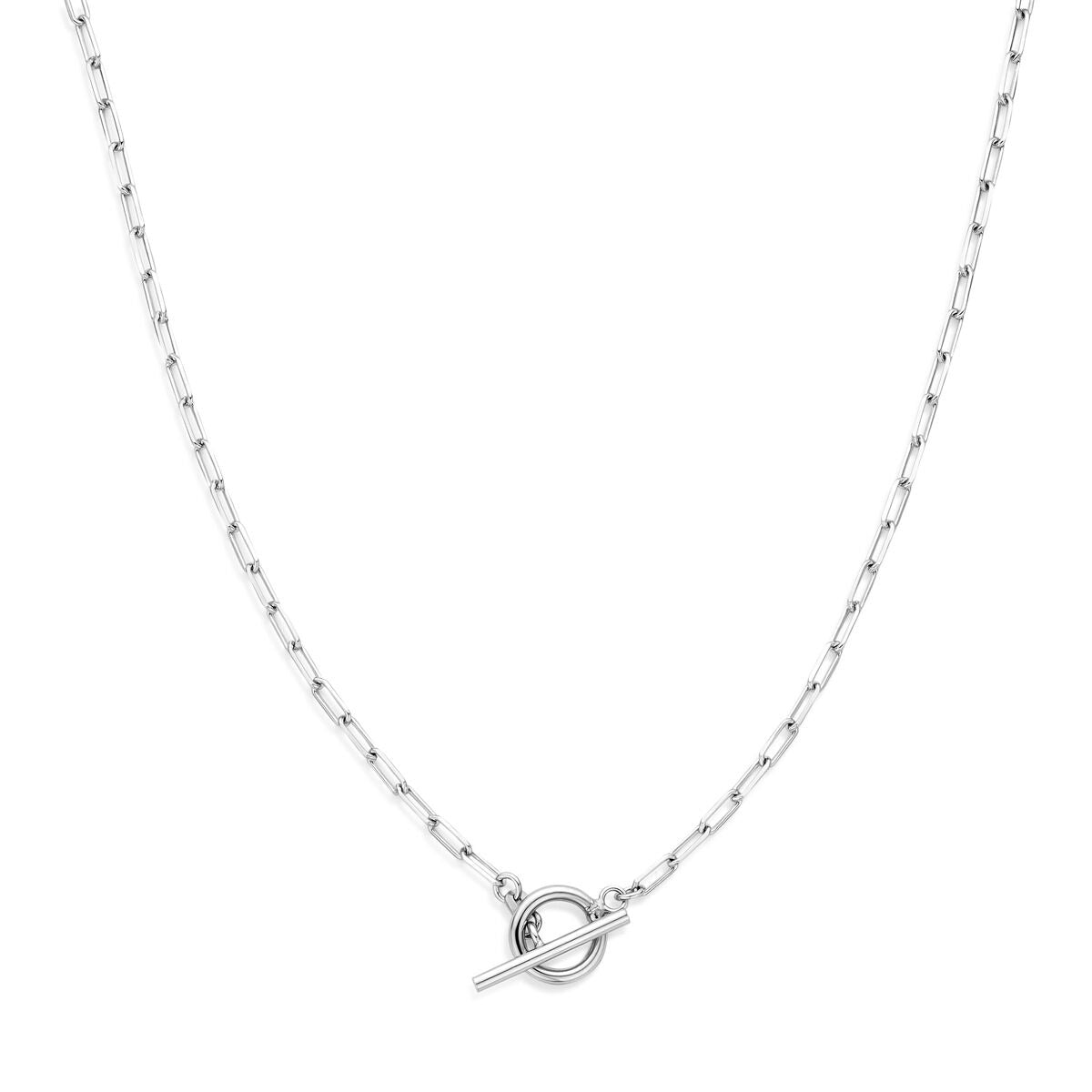 Gerhodiniertes 925 Silbercollier mit Kapittelslot und feiner Gliederkette