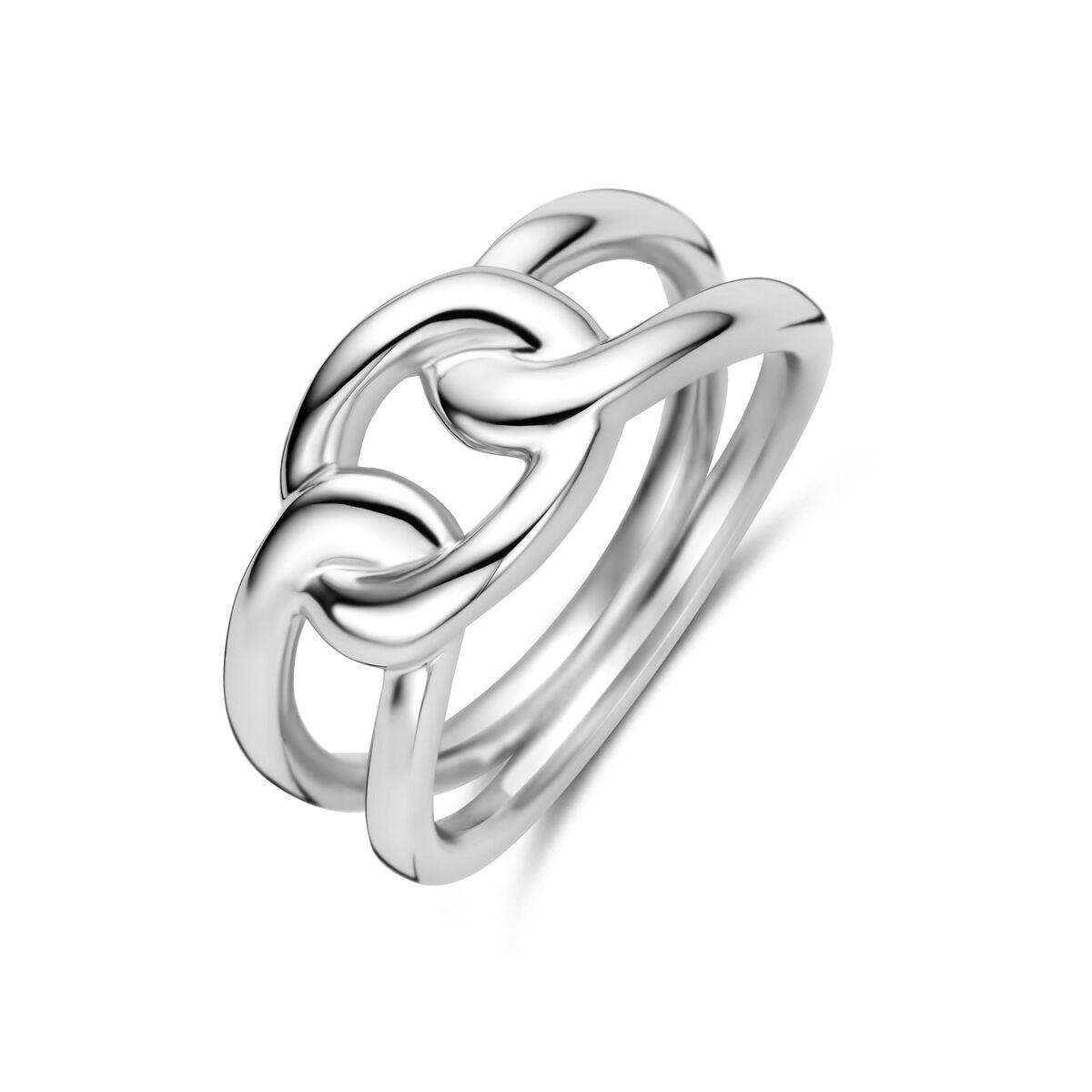 Unisex Ring aus rhodiniertem 925 Silber mit einem modernen, geflochtenen Design