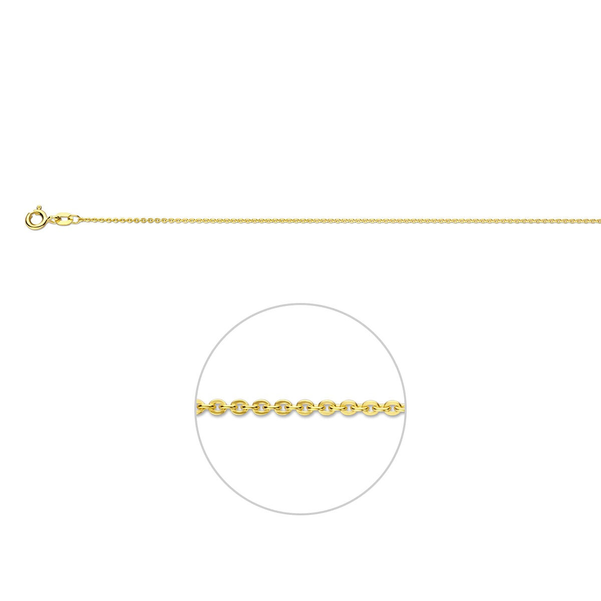 Kette aus 9 Karat Gold ohne Anhänger mit feinen Gliedern und Karabinerverschluss