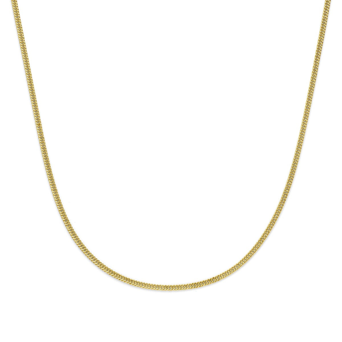 14k gelbgoldenes Gourmette-Collier mit silberner Mitte, 45 cm lang