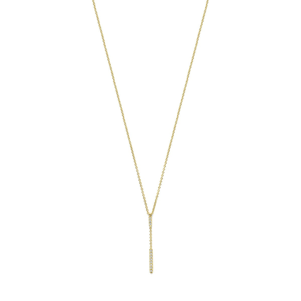 14k Gelbgoldenes Y-Collier mit Diamant und feiner Kette