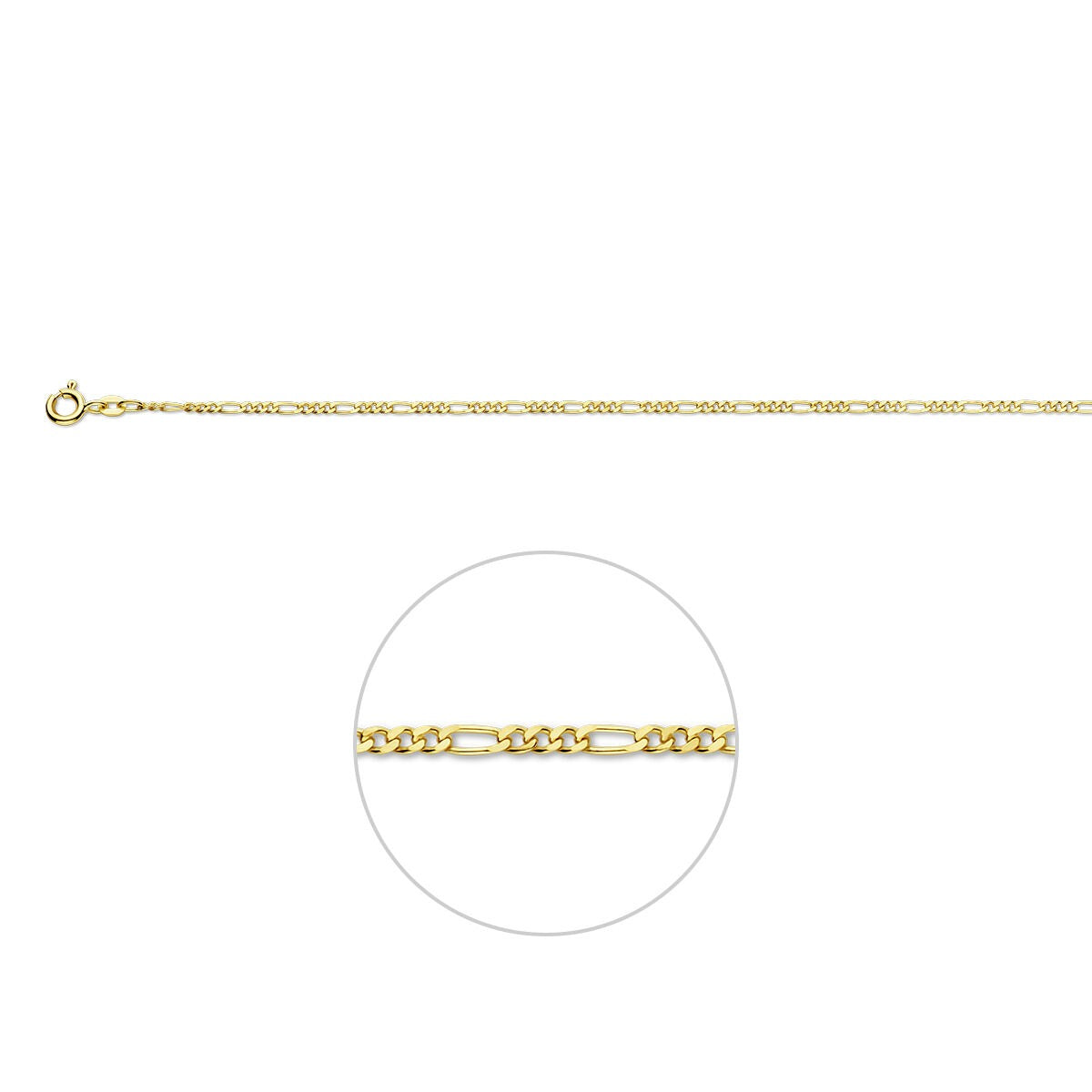 Figaro-Armband aus 9 Karat Gelbgold mit einer Breite von 1,9 mm für Damen