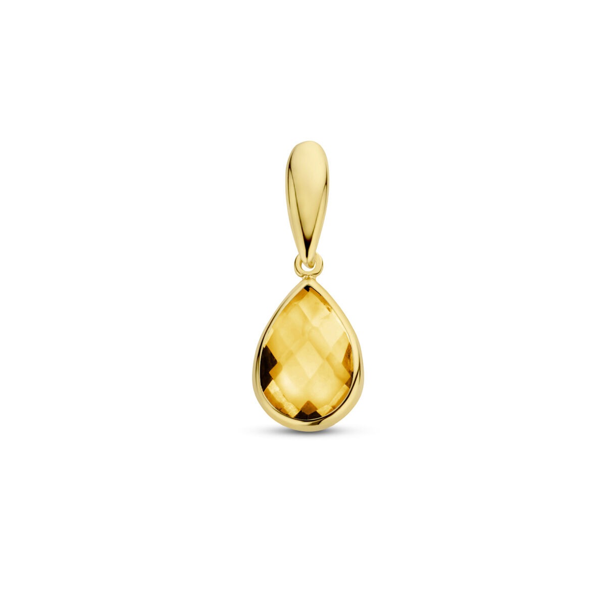 Hänger aus 9 Karat Gelbgold mit tropfenförmigem, facettiertem Citrin