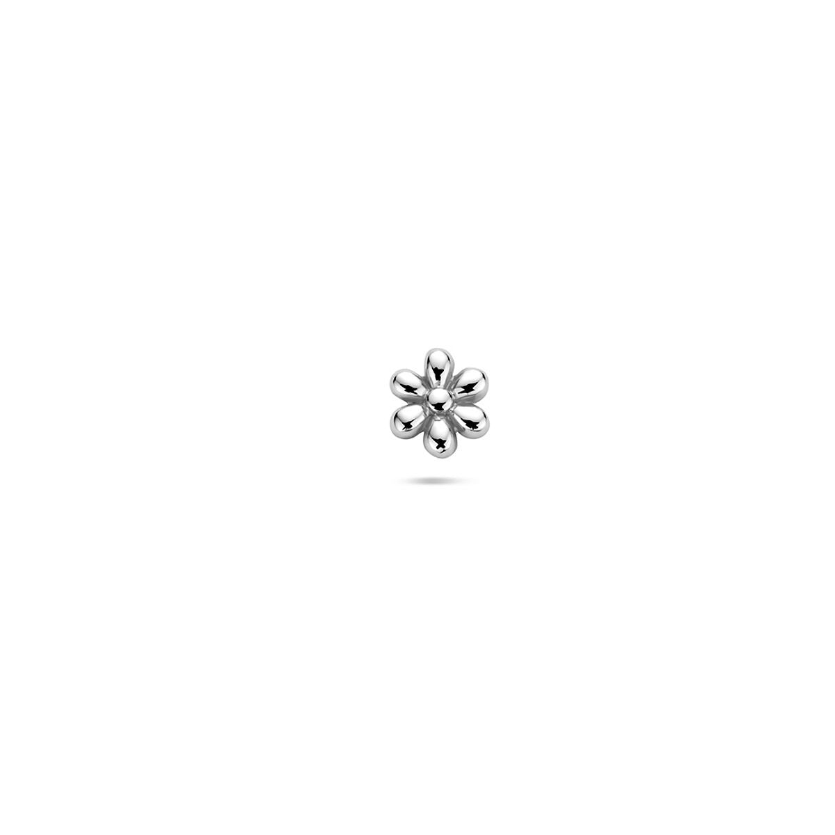 Flachrück-Piercing in Blumenform aus rhodiniertem 925 Silber mit glänzender Oberfläche