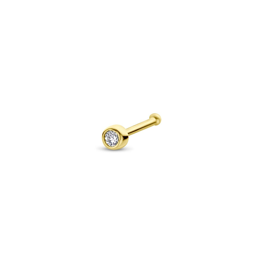 Nasenstecker Zirkonia Kugel 14K Gelbgold