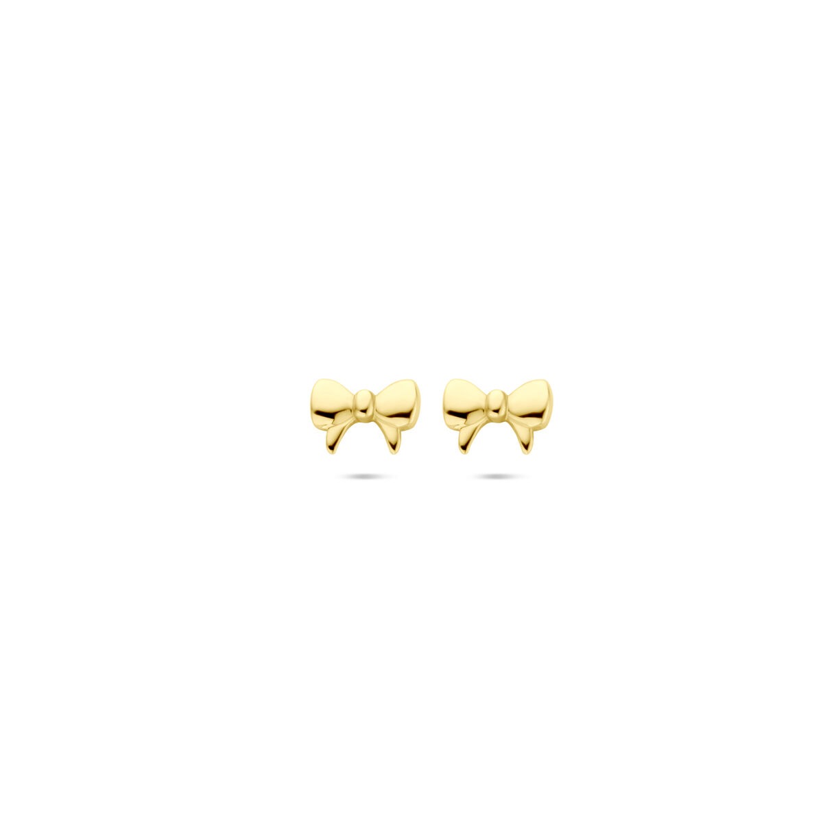 Ohrstecker in Form einer Schleife aus 14k Gelbgold mit einem kleinen Edelstein in der Mitte
