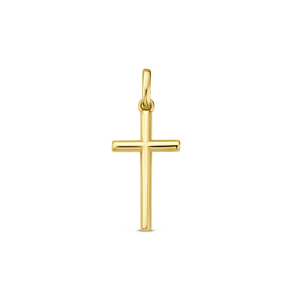 Kreuzanhänger aus 9 Karat Gelbgold mit schlichtem, geraden Design