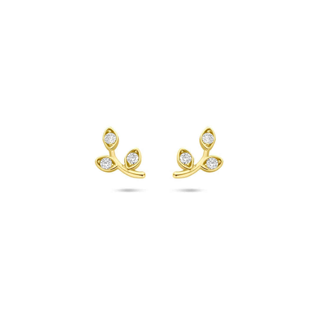 14k geelgouden oorknoppen met zirkonia