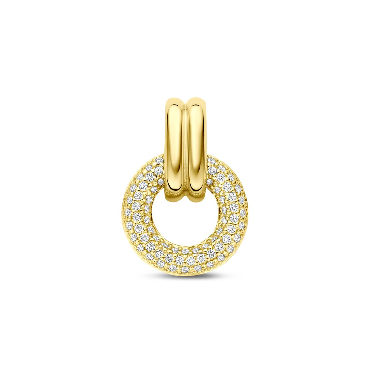 Damenanhänger aus 14k Gelbgold mit rundem Design und Diamanten – 0,19 ct