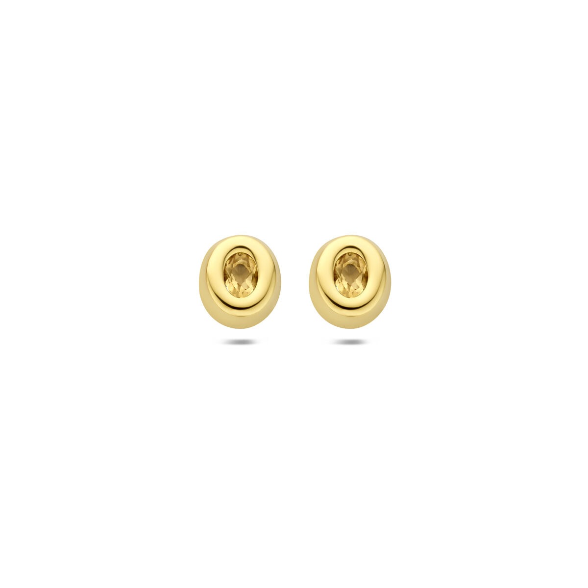 Ohrstecker aus 9 Karat Gelbgold mit ovalem Citrin in goldfarbener Fassung