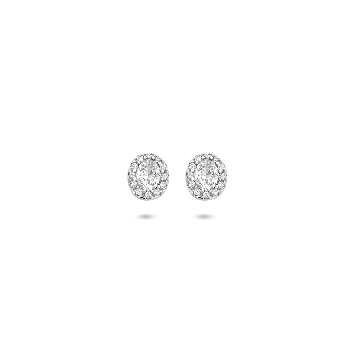Gerhodineerte 925 Silber-Ohrstecker mit Zirkonia in runder Form