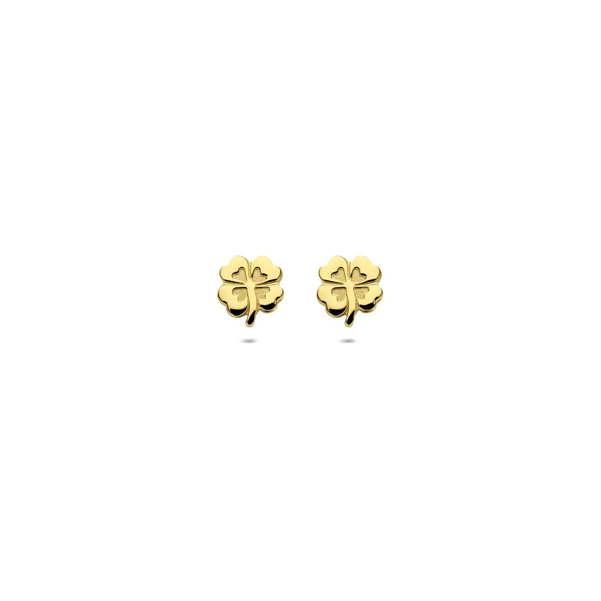 Ohrstecker aus 9 Karat Gelbgold in Form eines vierblättrigen Kleeblatts