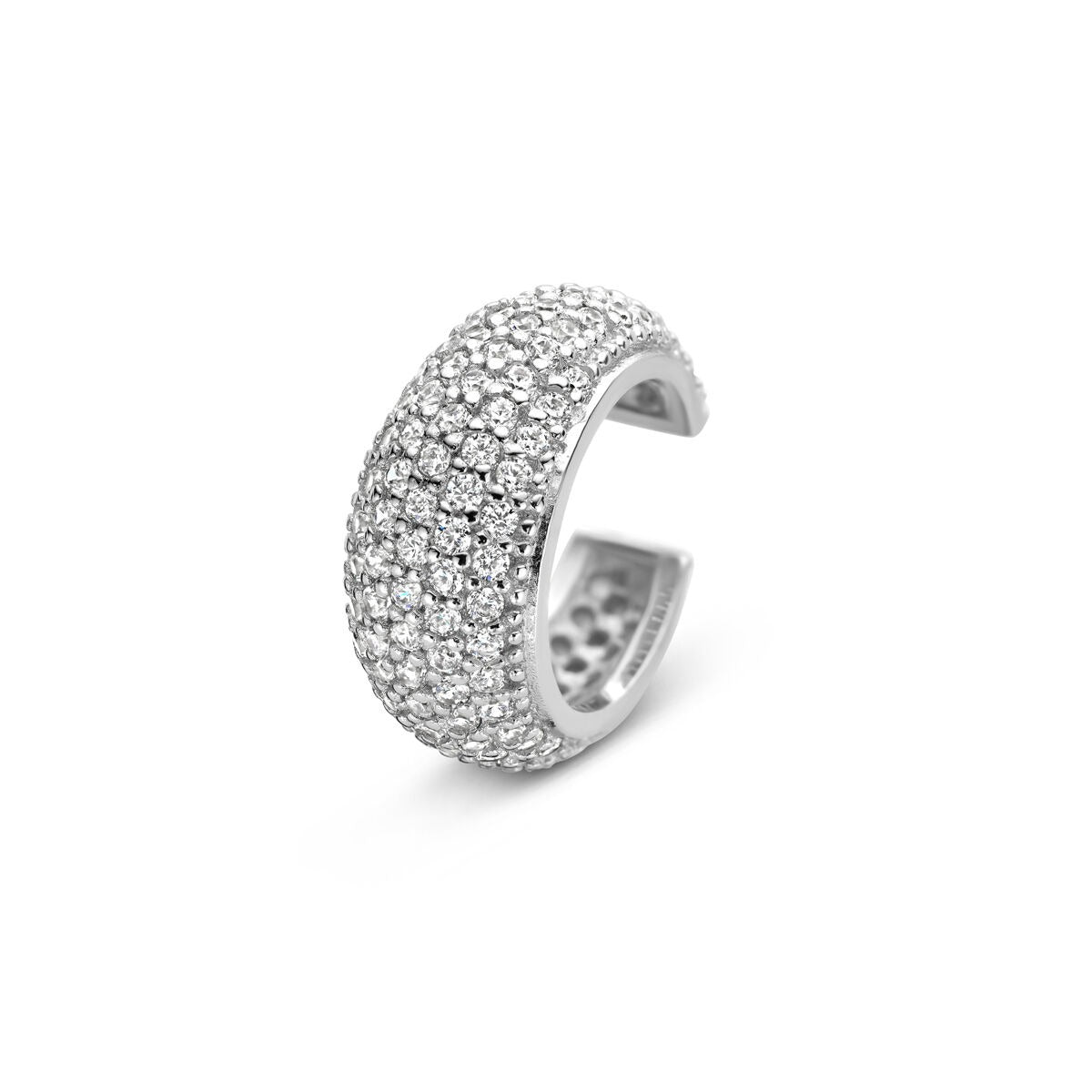 Zilberner Ear Cuff aus rhodiniertem 925 Silber mit Zirkonia-Besatz