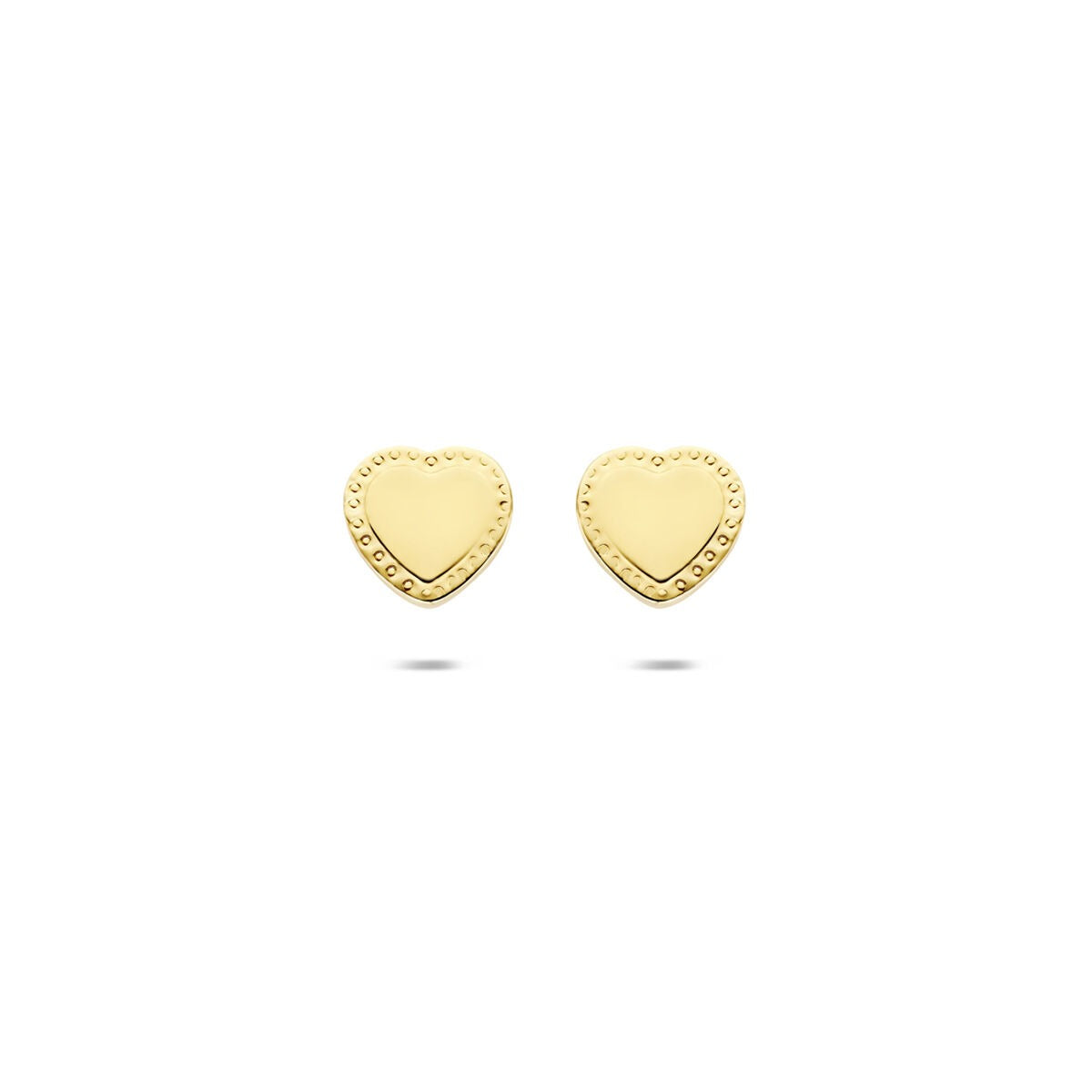 Ohrringe in Herzform aus 14k Gelbgold mit feiner, strukturierter Oberfläche